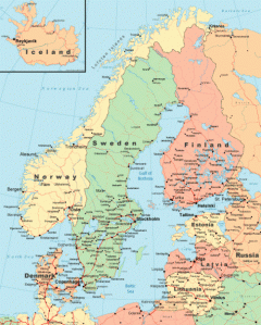 Denmark, Norway and Sweden are considered to be the Scandinavian countries and the Nordic Countries are these three plus the Åland Islands, the Faroe Islands, Finland, Iceland and Greenland.